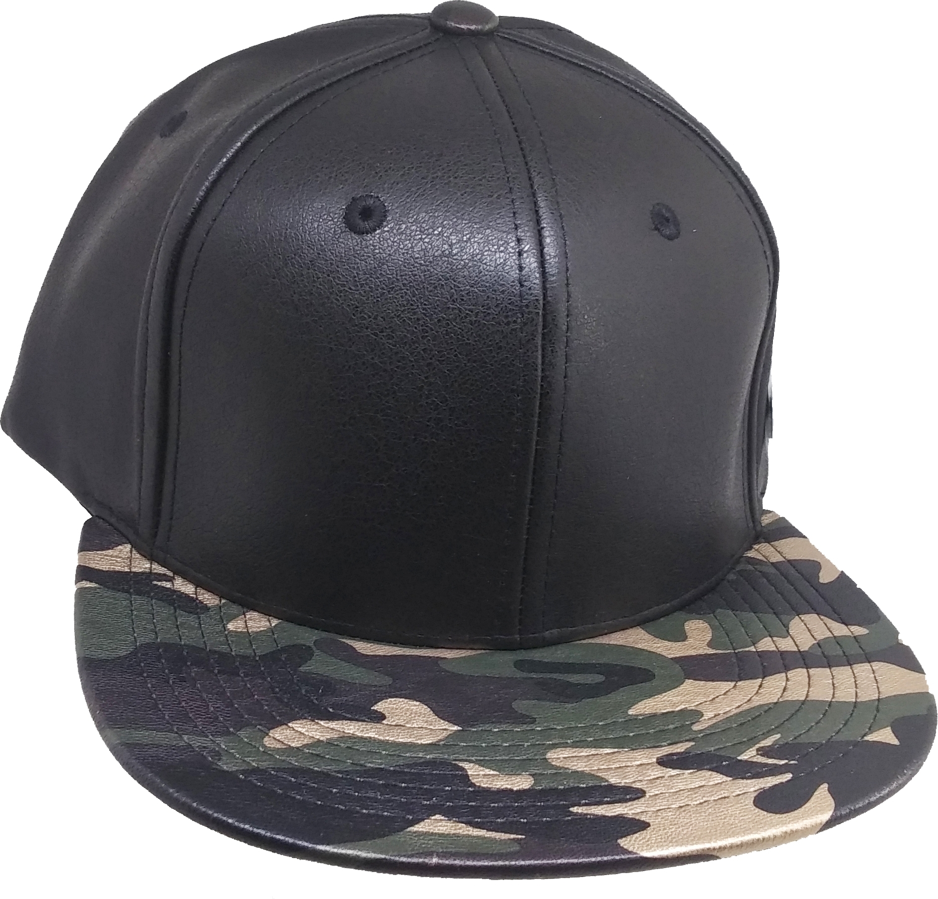 Plain PU Leather Camo Snapback Mens Cap [Black/Gold Camouflage ...