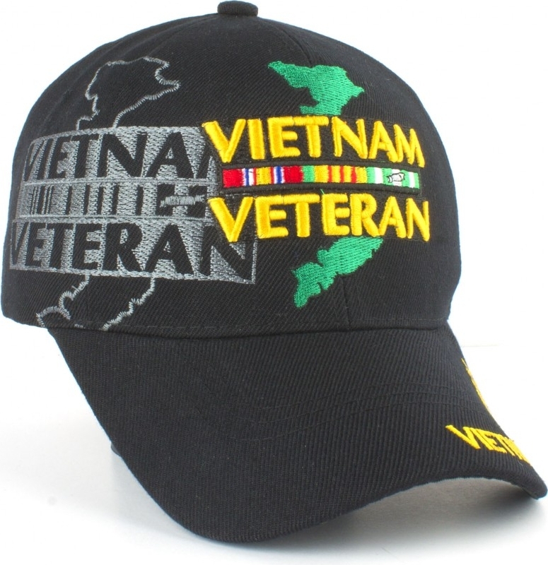 Vietnam Veteran Map & Ribbons Shadow Mens Cap [Baseball Cap - Black ...