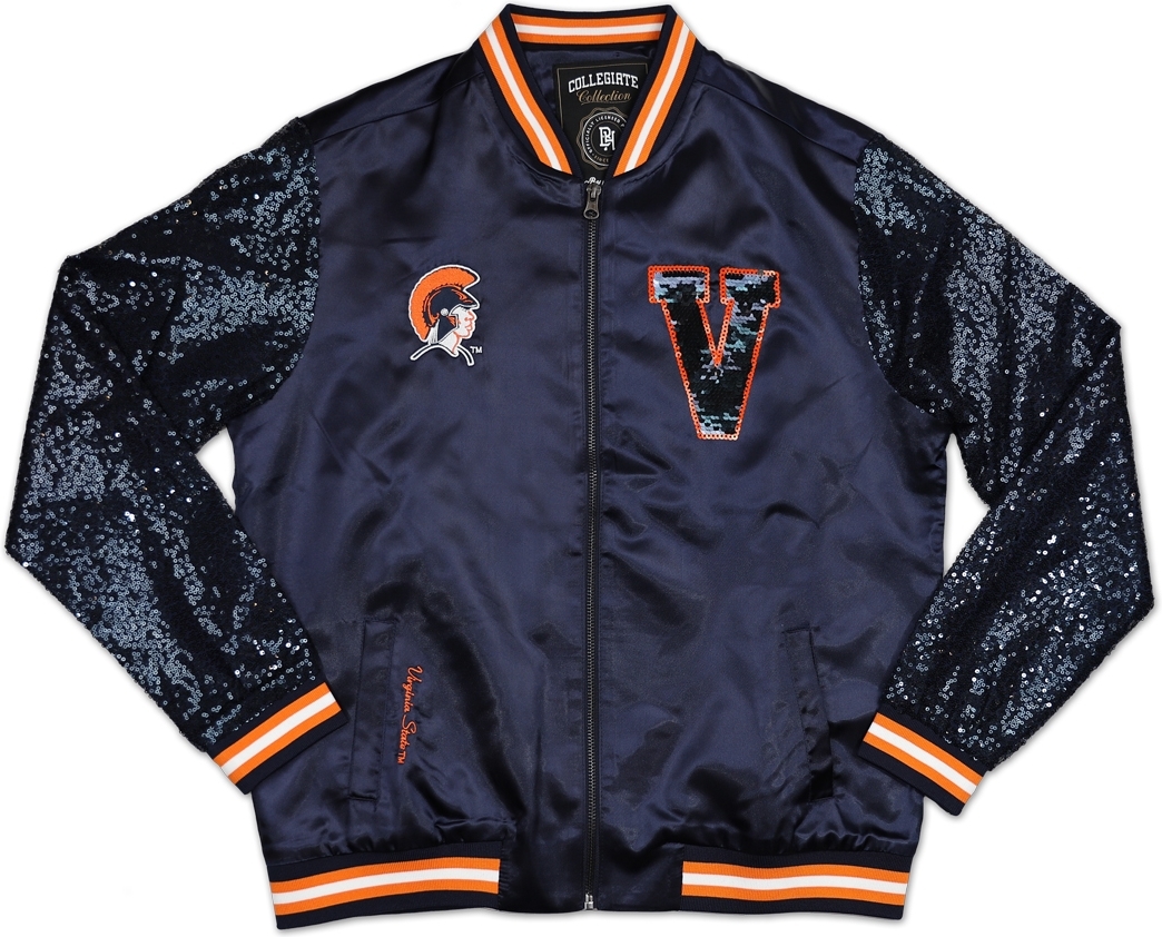 Chicago Bears Navy Blue Bomber Satin Jacket