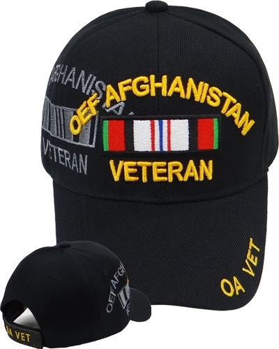 OEF Afghanistan Veteran Ribbon Shadow Mens Cap [Baseball Cap - Black ...