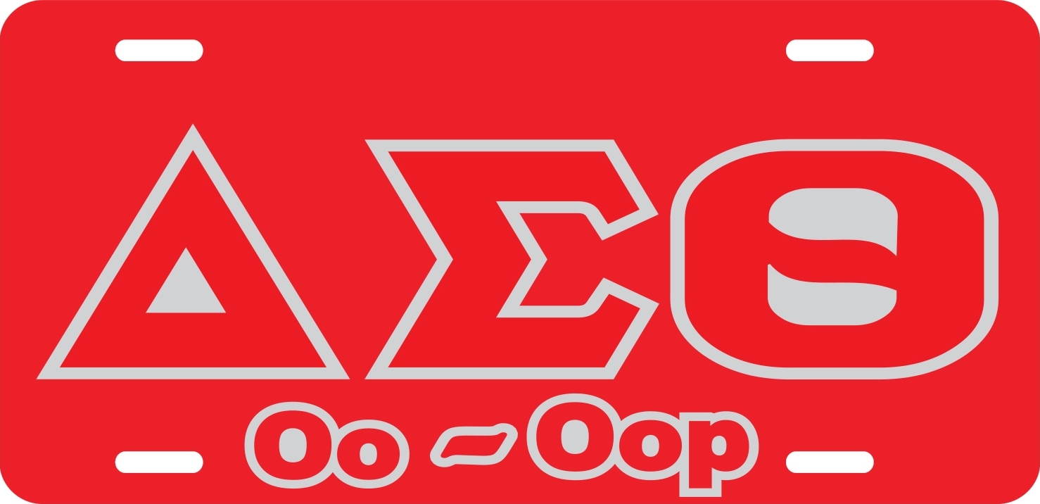 Delta Sigma Theta Oo-Oop Outline Mirror License Plate [Red/Red/Silver ...