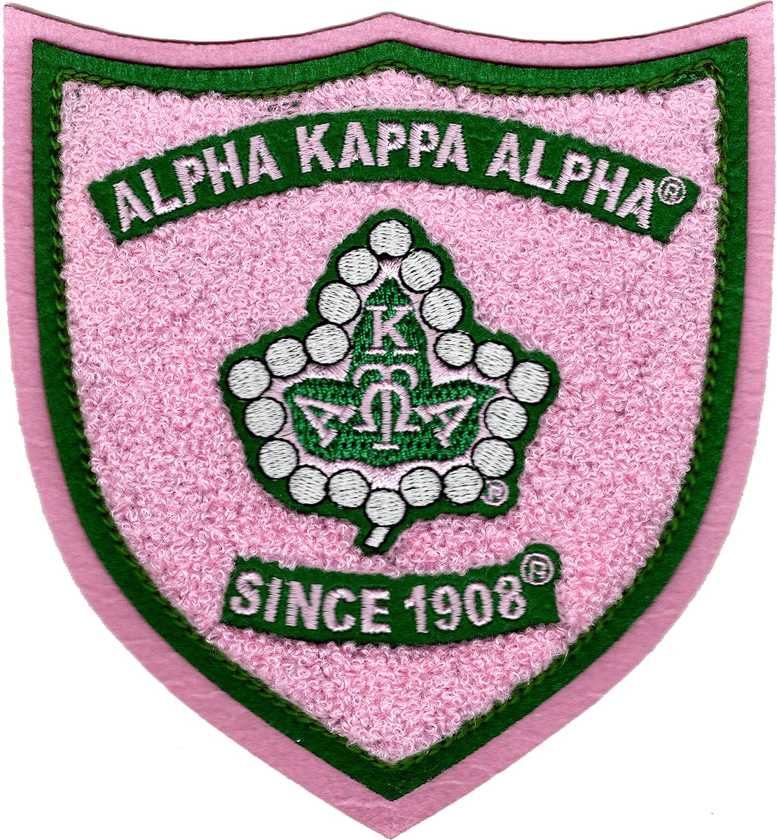 Alpha Kappa Alpha Shield Chenille Sew-On Patch [Pink/Green - 6