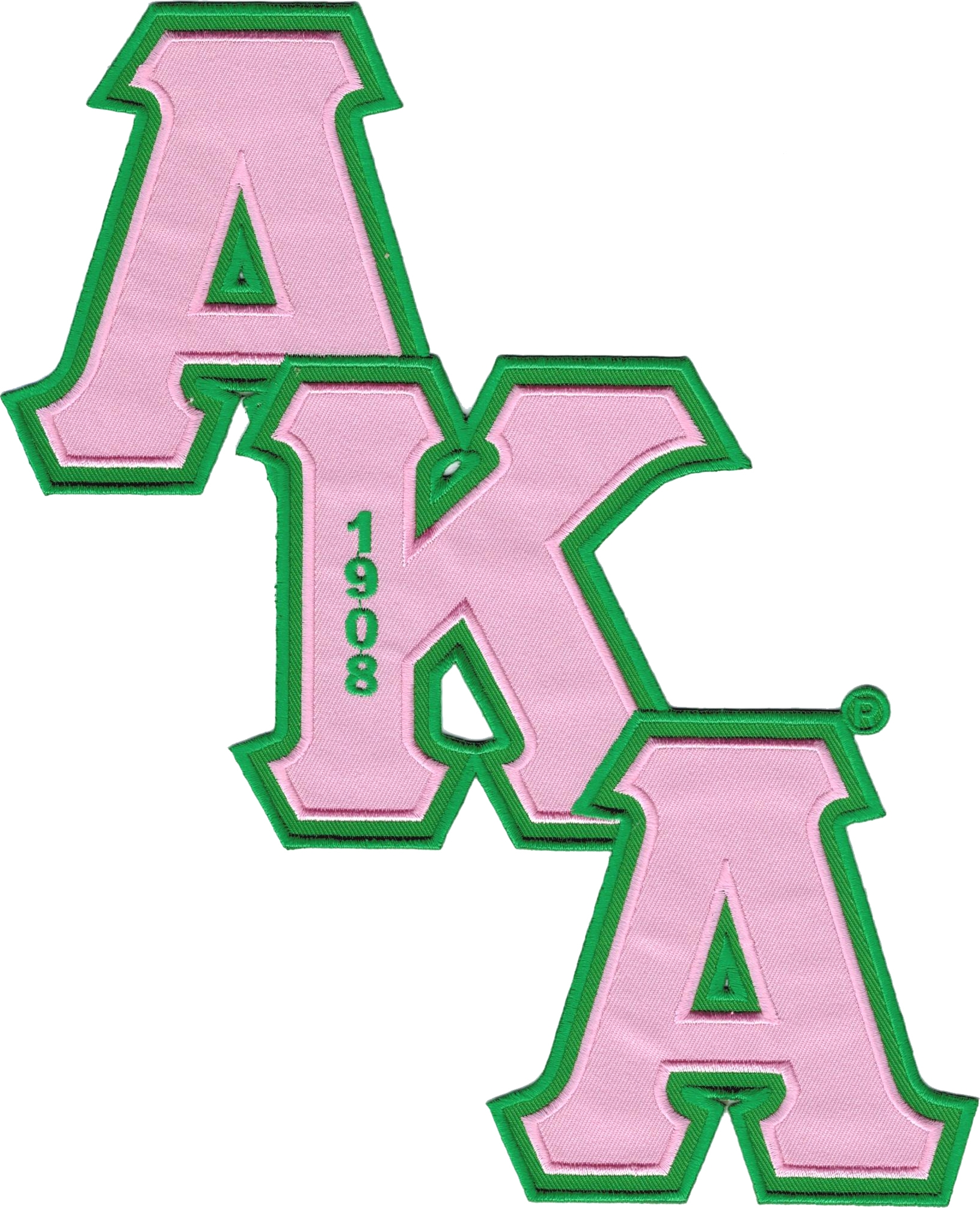 Alpha Kappa Alpha Diagonal Connected Twill Letter Iron-On Patch [Pink ...