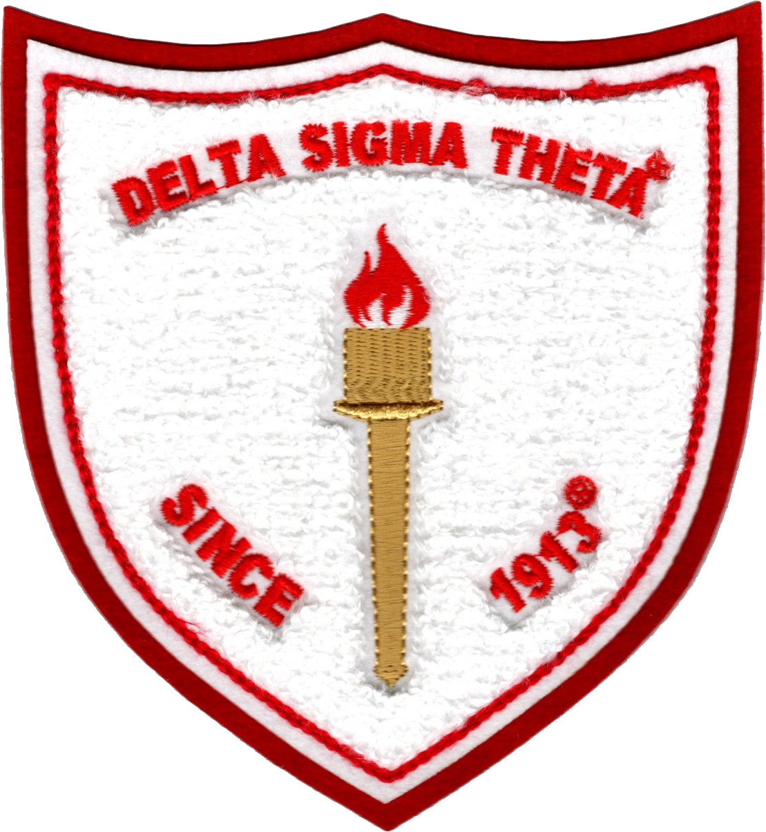 Delta Sigma Theta Shield Chenille Sew On Patch White 6t X 55w 8402