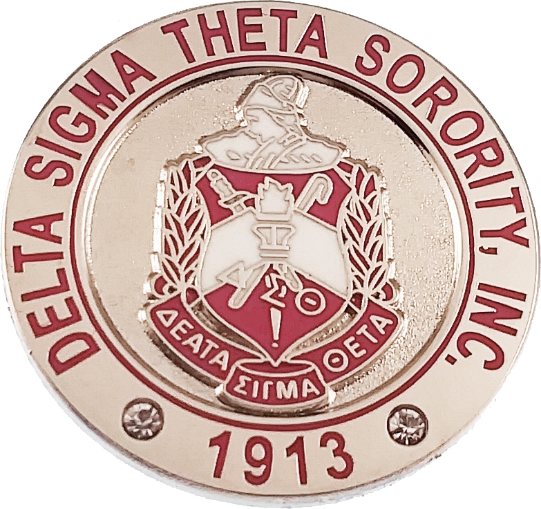 Delta Sigma Theta Sorority, Inc. Rhinestone Round Lapel Pin [Silver - 1 ...