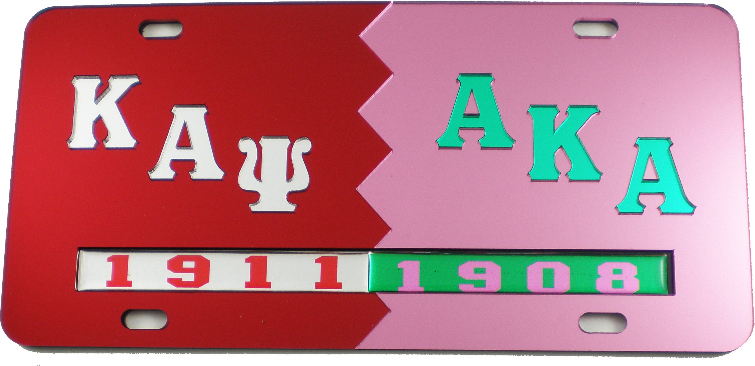 Kappa Alpha Psi + Alpha Kappa Alpha Split Mirror License Plate [Red ...