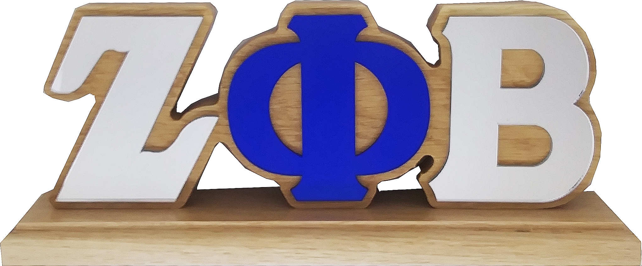 Zeta Phi Beta Wood Desk Top Letters With Color Base [Brown - 11