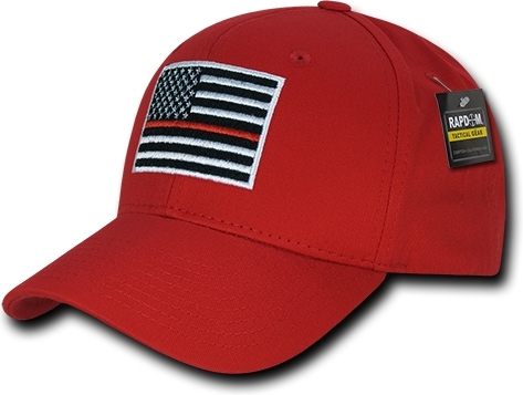 RapDom Thin Red Line Embroidered Operator Mens Cap [Red - Adjustable ...