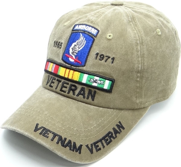 173rd Airborne Vietnam Veteran Pigment Washed Cotton Mens Cap [Beige ...