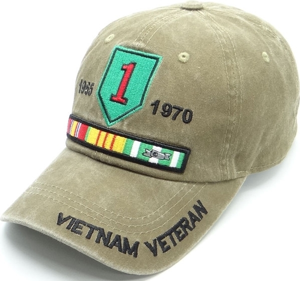 1st Infantry Vietnam Veteran Pigment Washed Cotton Mens Cap [Beige ...