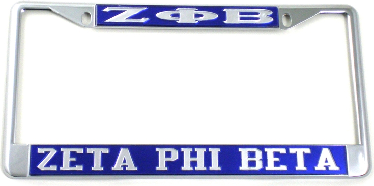 Zeta Phi Beta Classic License Plate Frame [Silver Standard Frame - Blue ...