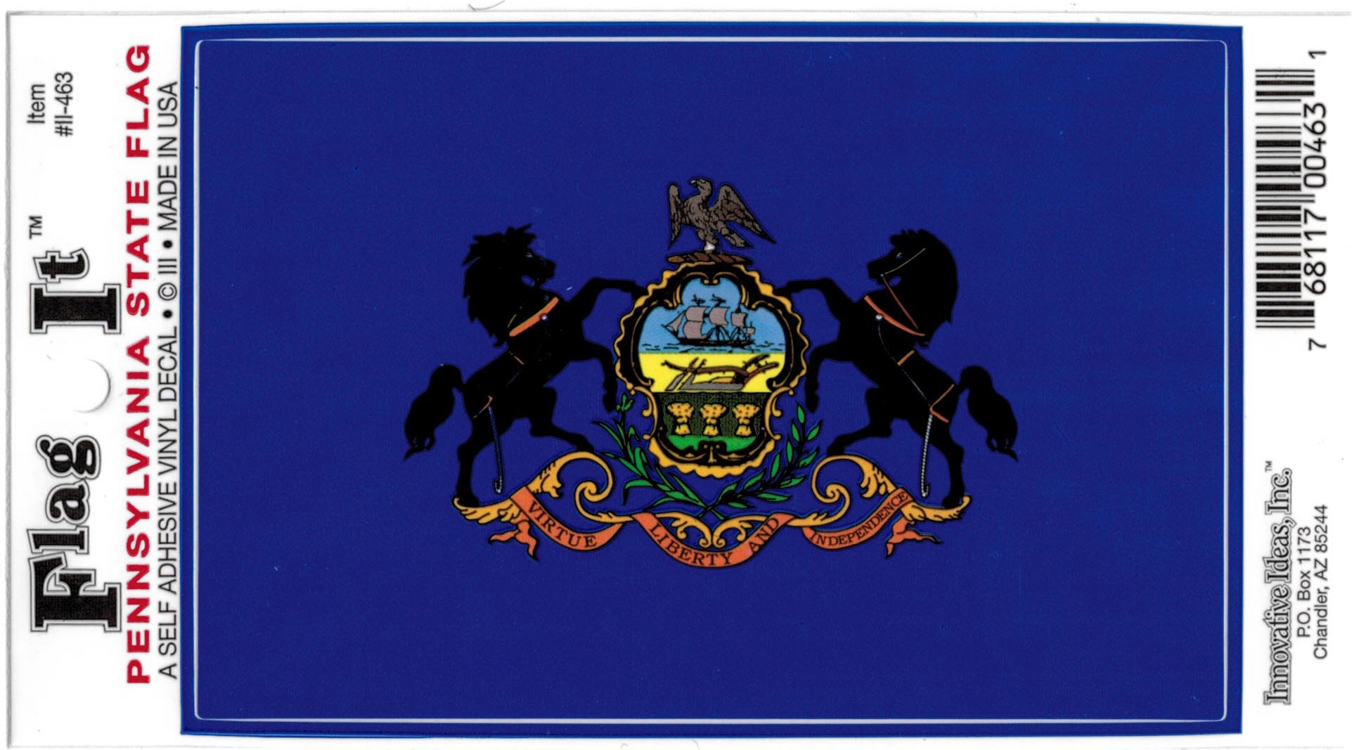 Pennsylvania State Flag Car Decal Sticker [Pack of 2 - Blue - 3.25