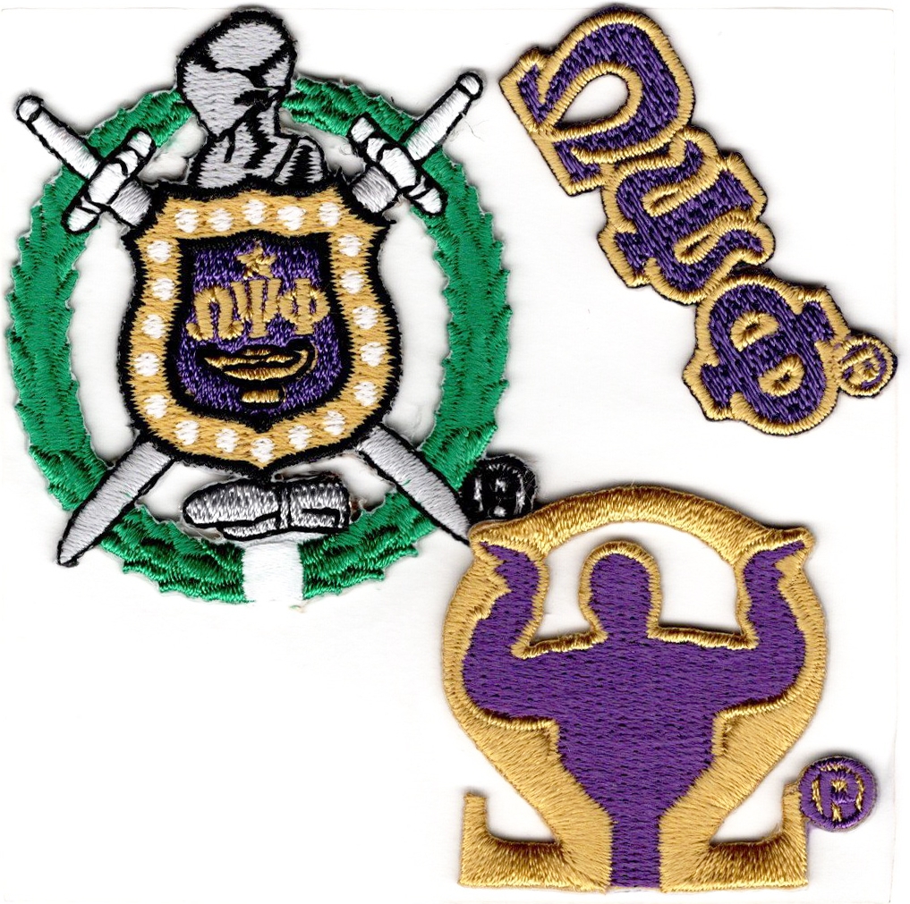 Omega Psi Phi 3 Pack A Embroidered Stick On Applique Patches Purple 2