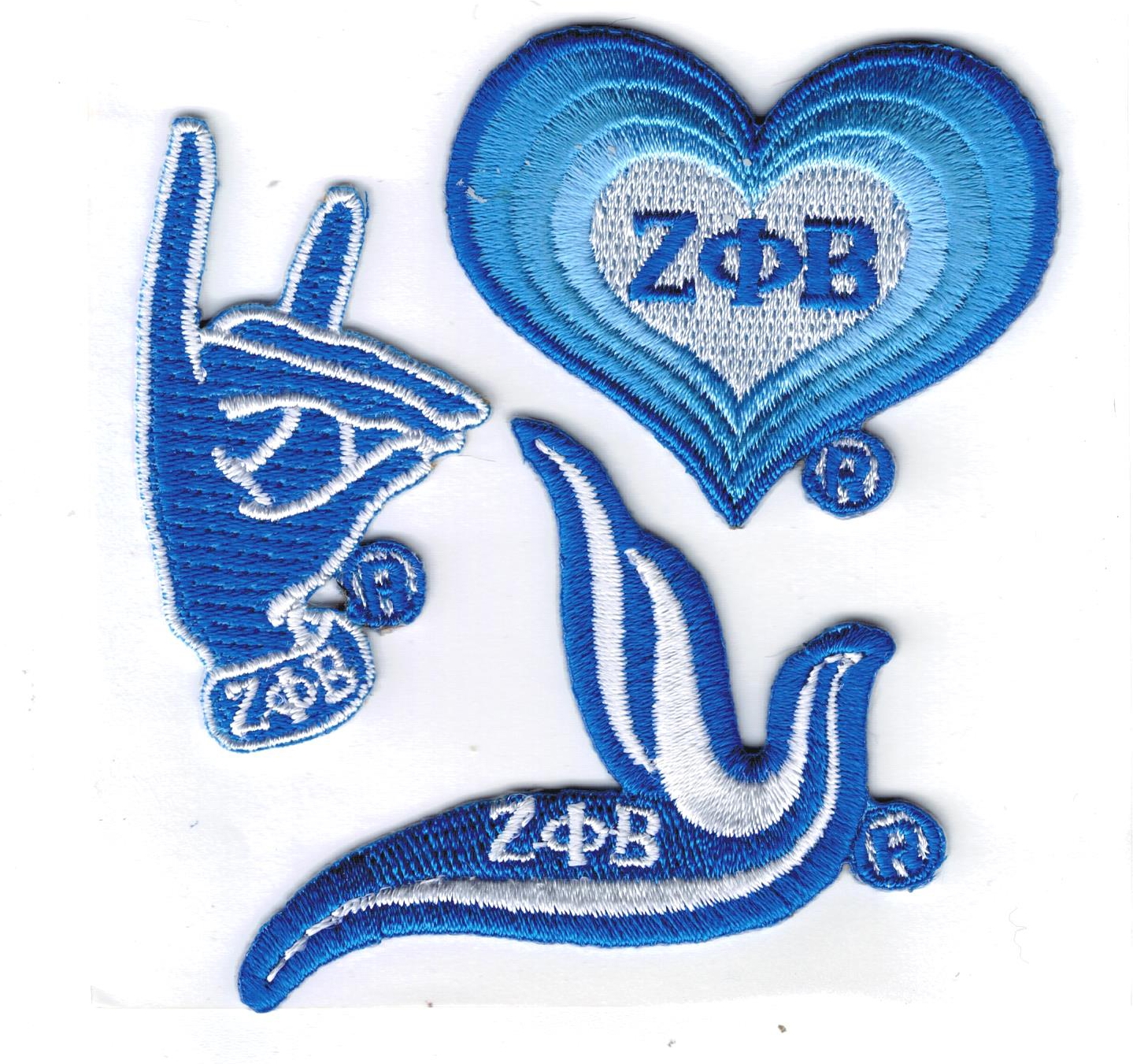 Zeta Phi Beta 3-Pack B Embroidered Stick-On Applique Patches [Blue - 2 ...