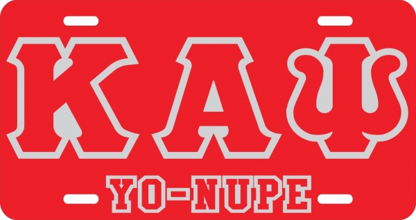 Kappa Alpha Psi Yo-Nupe Outline Mirror License Plate [Red/Red/Silver ...