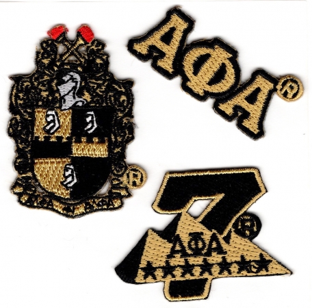 Alpha Phi Alpha 3-Pack A Embroidered Stick-On Applique Patches [Gold ...