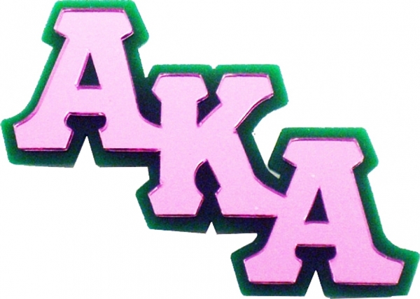 Alpha Kappa Alpha Big Letter Mirror Pin [Green/Pink - 3