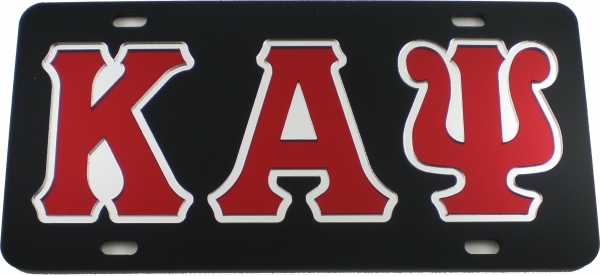 Kappa Alpha Psi® Outlined Mirror License Plate [Black/Red/Silver - Car ...