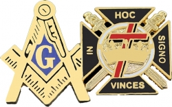 View Buying Options For The Mason Blue Lodge + Knights Templar Double Duty Lapel Pin