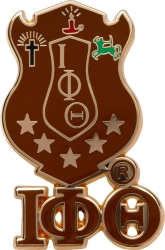 View Buying Options For The Iota Phi Theta 3D Shield Lapel Pin With Letters