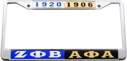 View Buying Options For The Zeta Phi Beta + Alpha Phi Alpha Split Founder Year License Plate Frame