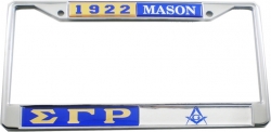 View Buying Options For The Sigma Gamma Rho + Mason Split Founder Year License Plate Frame