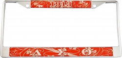 View Buying Options For The Delta Sigma Theta Domed Pattern Back License Plate Frame