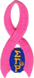 View Buying Options For The Sigma Gamma Rho Pink Ribbon Iron-On Patch