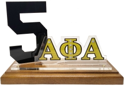 View Buying Options For The Alpha Phi Alpha Acrylic Desktop Line #5 With Wooden Base
