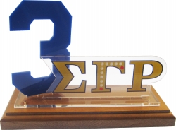 View Buying Options For The Sigma Gamma Rho Acrylic Desktop Line #3 With Wooden Base