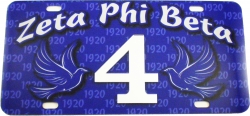 View Buying Options For The Zeta Phi Beta Printed Line #4 License Plate