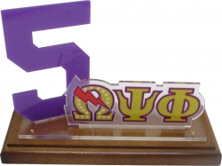 View Buying Options For The Omega Psi Phi Acrylic Desktop Line #5 With Wooden Base