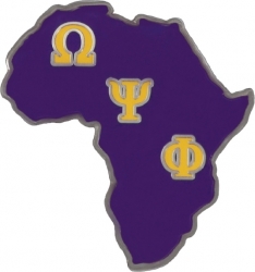 View Buying Options For The Omega Psi Phi Africa Shaped Lapel Pin