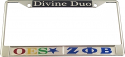 View Buying Options For The Eastern Star + Zeta Phi Beta Split Divine Duo License Plate Frame