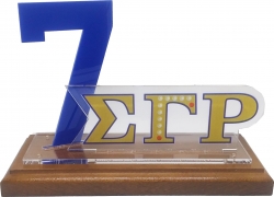 View Buying Options For The Sigma Gamma Rho Acrylic Desktop Line #7 With Wooden Base