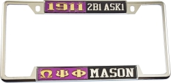 View Product Detials For The Omega Psi Phi + Mason - 2B1 ASK1 Split License Plate Frame