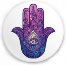 View Buying Options For The Hamsa Hand Symbol Pin Back Button [Pre-Pack]