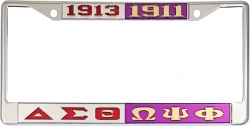 View Buying Options For The Delta Sigma Theta + Omega Psi Phi Split License Plate Frame