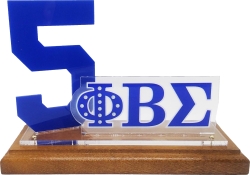 View Buying Options For The Phi Beta Sigma Acrylic Desktop Line #5 With Wooden Base