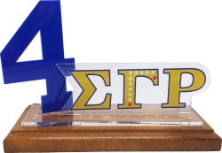 View Buying Options For The Sigma Gamma Rho Acrylic Desktop Line #4 With Wooden Base