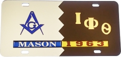 View Buying Options For The Mason + Iota Phi Theta Split Divine Duo License Plate