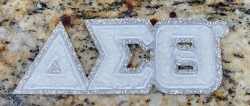 View Buying Options For The Delta Sigma Theta Small Glitter Chenille Connected Letter Iron-On Patch