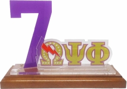 View Buying Options For The Omega Psi Phi Acrylic Desktop Line #7 With Wooden Base