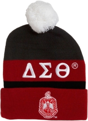 View Buying Options For The Delta Sigma Theta Embroidered Knit Beanie With Ball