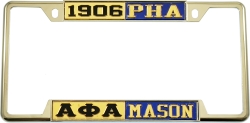 View Product Detials For The Alpha Phi Alpha + Mason - PHA Split License Plate Frame