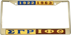 View Buying Options For The Sigma Gamma Rho + Iota Phi Theta Split Founder Year License Plate Frame