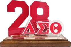 View Buying Options For The Delta Sigma Theta Acrylic Desktop Line #28 With Wooden Base