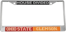 View Buying Options For The Ohio State + Clemson House Divided Split License Plate Frame