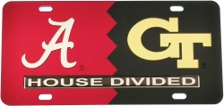 View Buying Options For The Alabama + Georgia Tech House Divided Split License Plate Tag