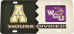 View Buying Options For The Appalachian State + Western Carolina House Divided Split License Plate Tag